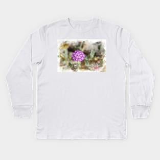 Closeup of Purple Verbena  Digital Watercolor Coachella Valley Wildlife Preserve Kids Long Sleeve T-Shirt